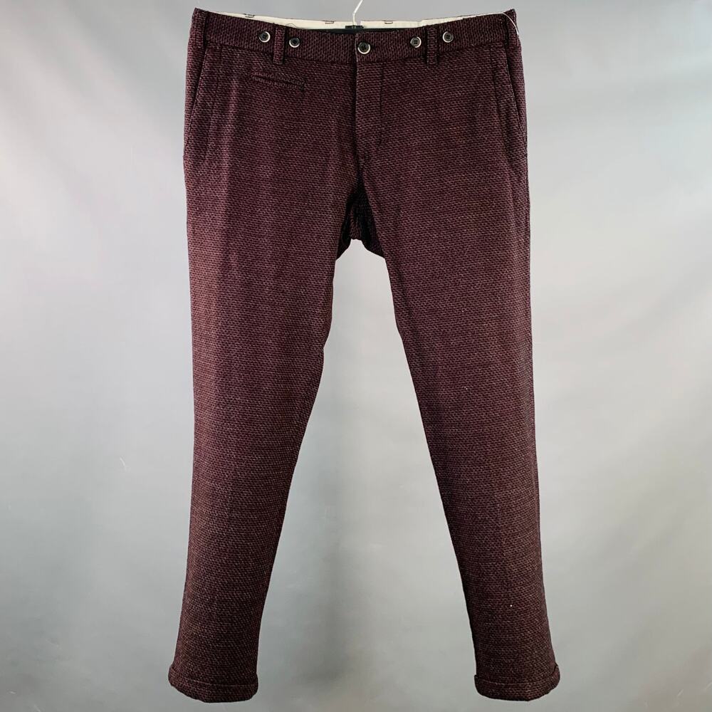 BARENA Size 36 Black Red Woven Virgin Wool Blend Zip Fly Casual Pants